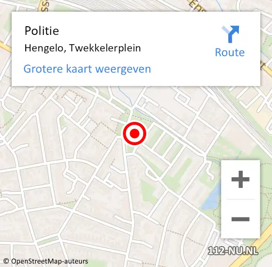 Locatie op kaart van de 112 melding: Politie Hengelo, Twekkelerplein op 1 oktober 2022 23:39