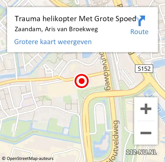 Locatie op kaart van de 112 melding: Trauma helikopter Met Grote Spoed Naar Zaandam, Aris van Broekweg op 2 oktober 2022 00:08
