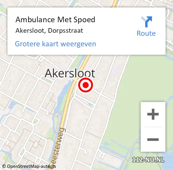Locatie op kaart van de 112 melding: Ambulance Met Spoed Naar Akersloot, Dorpsstraat op 2 oktober 2022 00:37