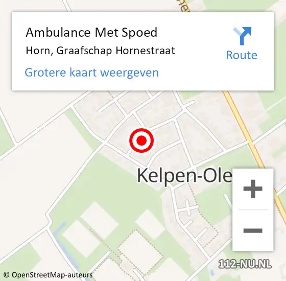 Locatie op kaart van de 112 melding: Ambulance Met Spoed Naar Horn, Graafschap Hornestraat op 2 oktober 2022 01:05