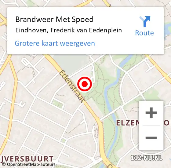 Locatie op kaart van de 112 melding: Brandweer Met Spoed Naar Eindhoven, Frederik van Eedenplein op 2 oktober 2022 01:22