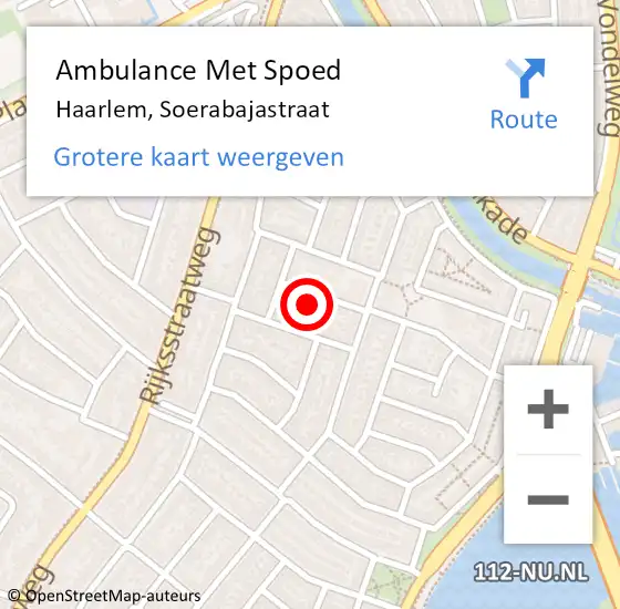 Locatie op kaart van de 112 melding: Ambulance Met Spoed Naar Haarlem, Soerabajastraat op 2 oktober 2022 01:24