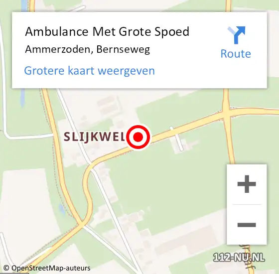 Locatie op kaart van de 112 melding: Ambulance Met Grote Spoed Naar Ammerzoden, Bernseweg op 2 oktober 2022 01:36