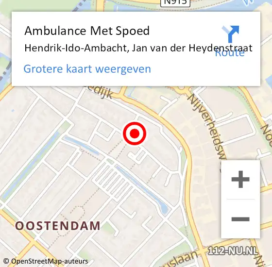 Locatie op kaart van de 112 melding: Ambulance Met Spoed Naar Hendrik-Ido-Ambacht, Jan van der Heydenstraat op 2 oktober 2022 01:38