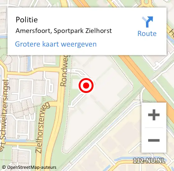 Locatie op kaart van de 112 melding: Politie Amersfoort, Sportpark Zielhorst op 2 oktober 2022 01:43