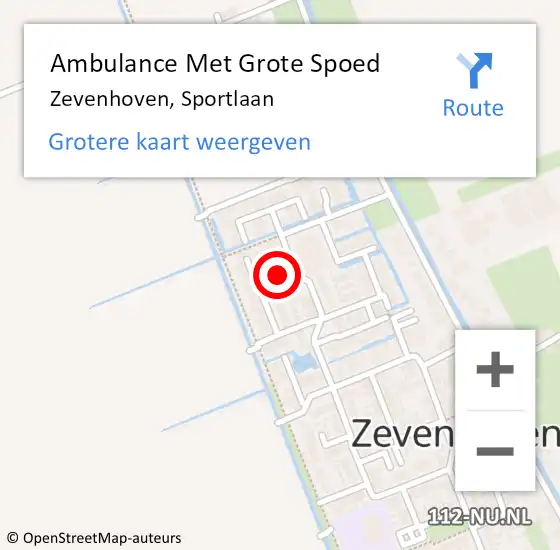Locatie op kaart van de 112 melding: Ambulance Met Grote Spoed Naar Zevenhoven, Sportlaan op 2 oktober 2022 02:11
