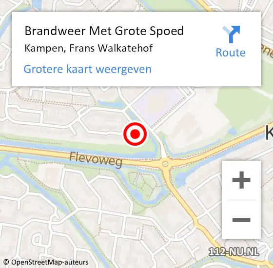 Locatie op kaart van de 112 melding: Brandweer Met Grote Spoed Naar Kampen, Frans Walkatehof op 2 oktober 2022 02:25