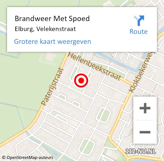 Locatie op kaart van de 112 melding: Brandweer Met Spoed Naar Elburg, Velekenstraat op 2 oktober 2022 02:37