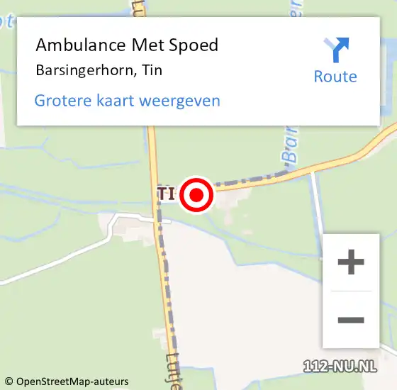 Locatie op kaart van de 112 melding: Ambulance Met Spoed Naar Barsingerhorn, Tin op 2 oktober 2022 02:51