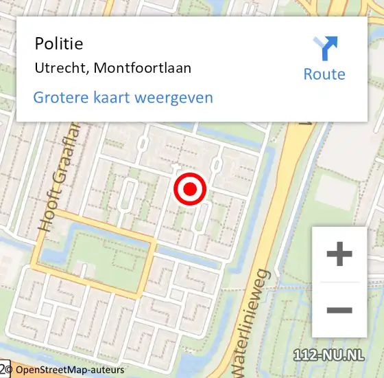 Locatie op kaart van de 112 melding: Politie Utrecht, Montfoortlaan op 2 oktober 2022 03:08