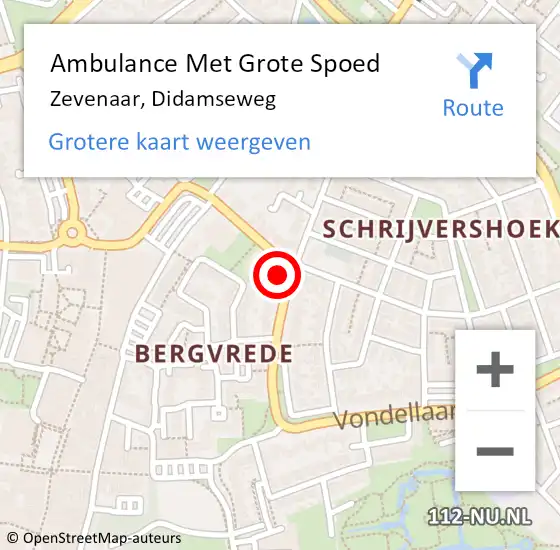 Locatie op kaart van de 112 melding: Ambulance Met Grote Spoed Naar Zevenaar, Didamseweg op 2 oktober 2022 03:11