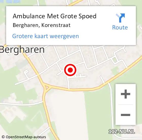 Locatie op kaart van de 112 melding: Ambulance Met Grote Spoed Naar Bergharen, Korenstraat op 2 oktober 2022 03:17