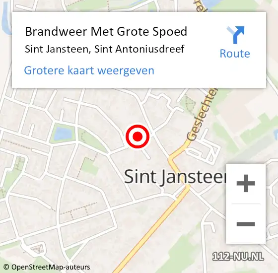 Locatie op kaart van de 112 melding: Brandweer Met Grote Spoed Naar Sint Jansteen, Sint Antoniusdreef op 2 oktober 2022 03:17