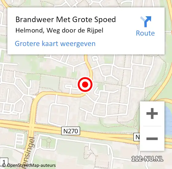 Locatie op kaart van de 112 melding: Brandweer Met Grote Spoed Naar Helmond, Weg door de Rijpel op 2 oktober 2022 03:52