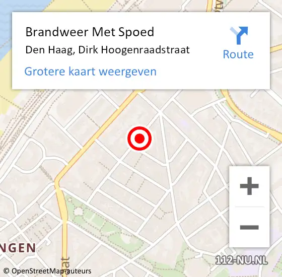 Locatie op kaart van de 112 melding: Brandweer Met Spoed Naar Den Haag, Dirk Hoogenraadstraat op 2 oktober 2022 03:57