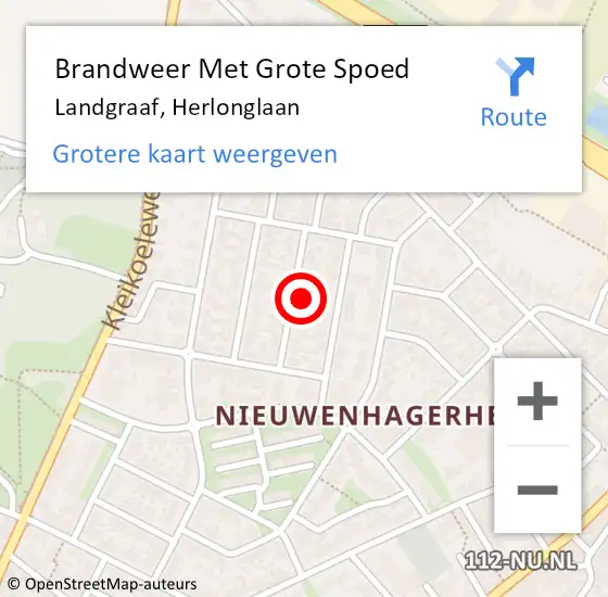 Locatie op kaart van de 112 melding: Brandweer Met Grote Spoed Naar Landgraaf, Herlonglaan op 2 oktober 2022 04:03