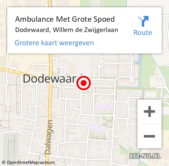 Locatie op kaart van de 112 melding: Ambulance Met Grote Spoed Naar Dodewaard, Willem de Zwijgerlaan op 2 oktober 2022 07:02