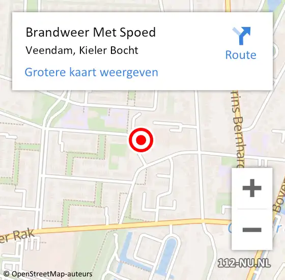 Locatie op kaart van de 112 melding: Brandweer Met Spoed Naar Veendam, Kieler Bocht op 2 oktober 2022 07:52