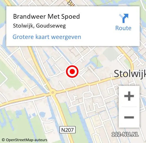 Locatie op kaart van de 112 melding: Brandweer Met Spoed Naar Stolwijk, Goudseweg op 2 oktober 2022 09:03