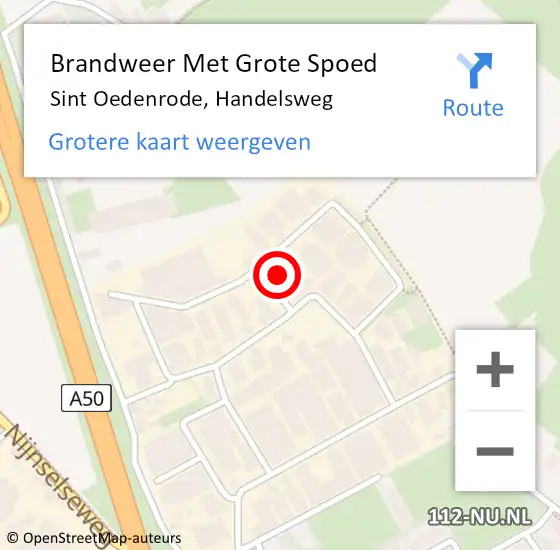 Locatie op kaart van de 112 melding: Brandweer Met Grote Spoed Naar Sint Oedenrode, Handelsweg op 2 oktober 2022 09:20