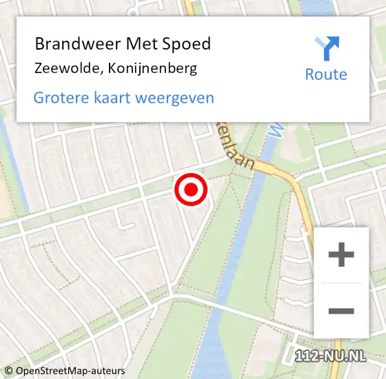 Locatie op kaart van de 112 melding: Brandweer Met Spoed Naar Zeewolde, Konijnenberg op 2 oktober 2022 09:29