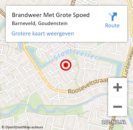 Locatie op kaart van de 112 melding: Brandweer Met Grote Spoed Naar Barneveld, Goudenstein op 2 oktober 2022 09:42