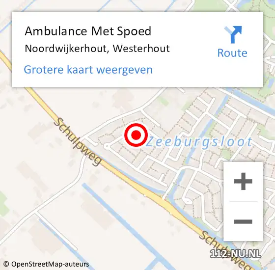 Locatie op kaart van de 112 melding: Ambulance Met Spoed Naar Noordwijkerhout, Westerhout op 2 oktober 2022 10:22
