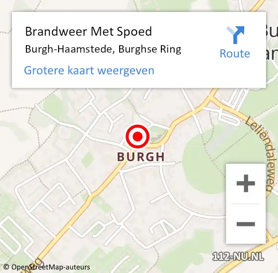 Locatie op kaart van de 112 melding: Brandweer Met Spoed Naar Burgh-Haamstede, Burghse Ring op 2 oktober 2022 10:57