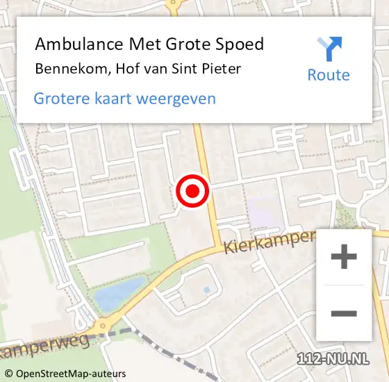 Locatie op kaart van de 112 melding: Ambulance Met Grote Spoed Naar Bennekom, Hof van Sint Pieter op 2 oktober 2022 11:17