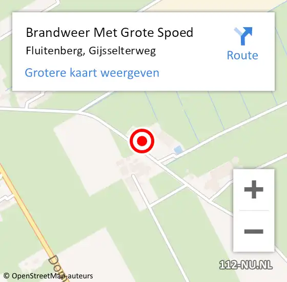 Locatie op kaart van de 112 melding: Brandweer Met Grote Spoed Naar Fluitenberg, Gijsselterweg op 2 oktober 2022 11:34