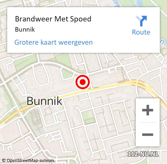 Locatie op kaart van de 112 melding: Brandweer Met Spoed Naar Bunnik op 31 juli 2014 08:54