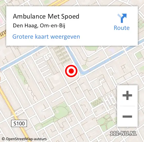 Locatie op kaart van de 112 melding: Ambulance Met Spoed Naar Den Haag, Om-en-Bij op 2 oktober 2022 11:51