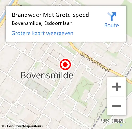 Locatie op kaart van de 112 melding: Brandweer Met Grote Spoed Naar Bovensmilde, Esdoornlaan op 2 oktober 2022 11:53