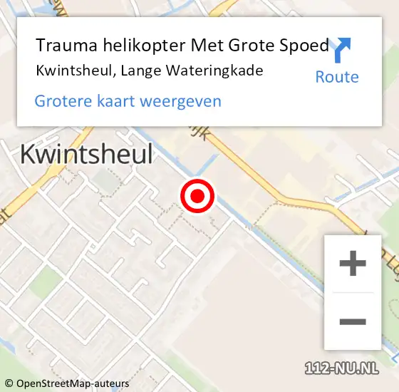 Locatie op kaart van de 112 melding: Trauma helikopter Met Grote Spoed Naar Kwintsheul, Lange Wateringkade op 2 oktober 2022 11:57