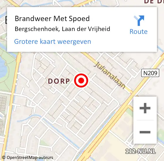 Locatie op kaart van de 112 melding: Brandweer Met Spoed Naar Bergschenhoek, Laan der Vrijheid op 2 oktober 2022 12:08