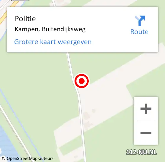 Locatie op kaart van de 112 melding: Politie Kampen, Buitendijksweg op 2 oktober 2022 12:12