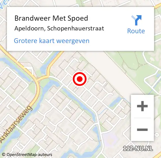 Locatie op kaart van de 112 melding: Brandweer Met Spoed Naar Apeldoorn, Schopenhauerstraat op 2 oktober 2022 12:12