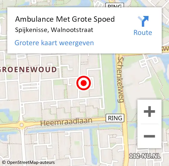 Locatie op kaart van de 112 melding: Ambulance Met Grote Spoed Naar Spijkenisse, Walnootstraat op 2 oktober 2022 12:19