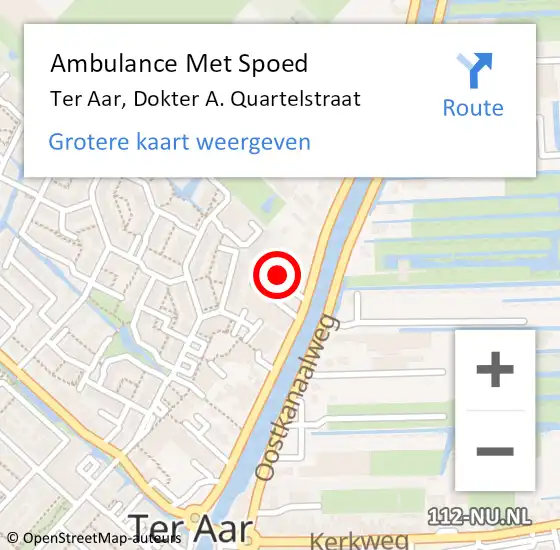 Locatie op kaart van de 112 melding: Ambulance Met Spoed Naar Ter Aar, Dokter A. Quartelstraat op 2 oktober 2022 12:27