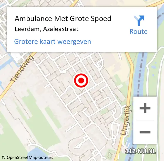 Locatie op kaart van de 112 melding: Ambulance Met Grote Spoed Naar Leerdam, Azaleastraat op 2 oktober 2022 12:39