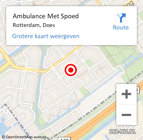 Locatie op kaart van de 112 melding: Ambulance Met Spoed Naar Rotterdam, Does op 2 oktober 2022 12:41