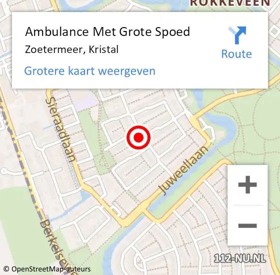 Locatie op kaart van de 112 melding: Ambulance Met Grote Spoed Naar Zoetermeer, Kristal op 2 oktober 2022 12:51