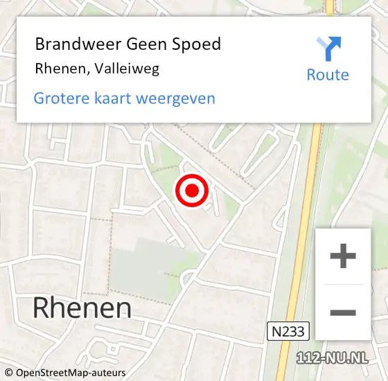 Locatie op kaart van de 112 melding: Brandweer Geen Spoed Naar Rhenen, Valleiweg op 2 oktober 2022 12:54