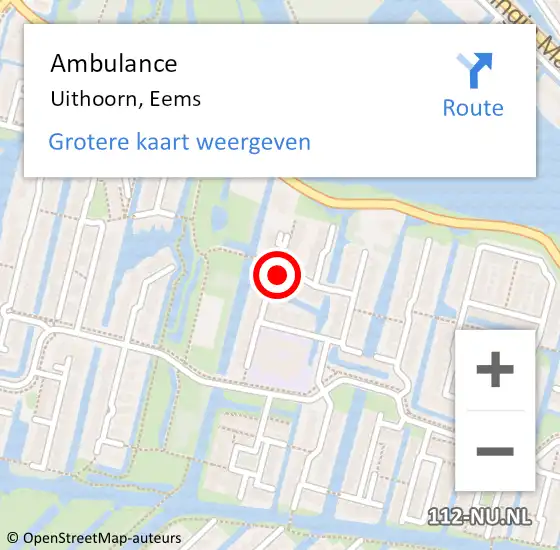 Locatie op kaart van de 112 melding: Ambulance Uithoorn, Eems op 2 oktober 2022 13:02