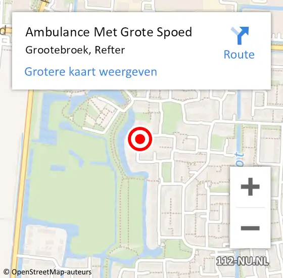 Locatie op kaart van de 112 melding: Ambulance Met Grote Spoed Naar Grootebroek, Refter op 2 oktober 2022 13:14