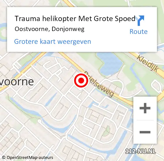 Locatie op kaart van de 112 melding: Trauma helikopter Met Grote Spoed Naar Oostvoorne, Donjonweg op 2 oktober 2022 13:21