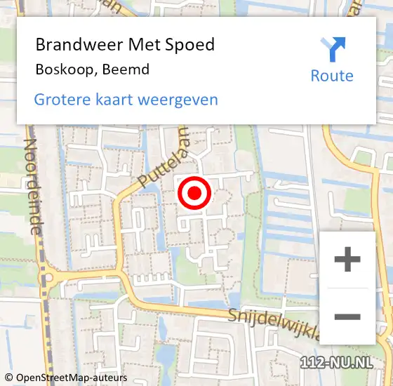 Locatie op kaart van de 112 melding: Brandweer Met Spoed Naar Boskoop, Beemd op 2 oktober 2022 13:39