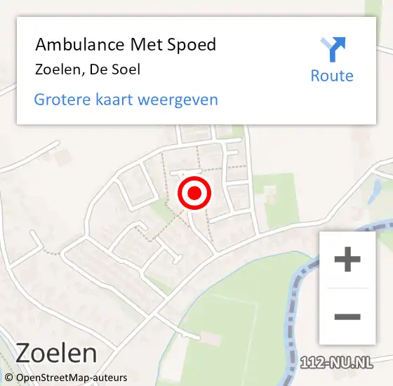 Locatie op kaart van de 112 melding: Ambulance Met Spoed Naar Zoelen, De Soel op 2 oktober 2022 13:40