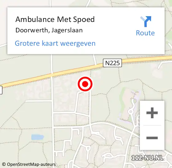 Locatie op kaart van de 112 melding: Ambulance Met Spoed Naar Doorwerth, Jagerslaan op 2 oktober 2022 13:41