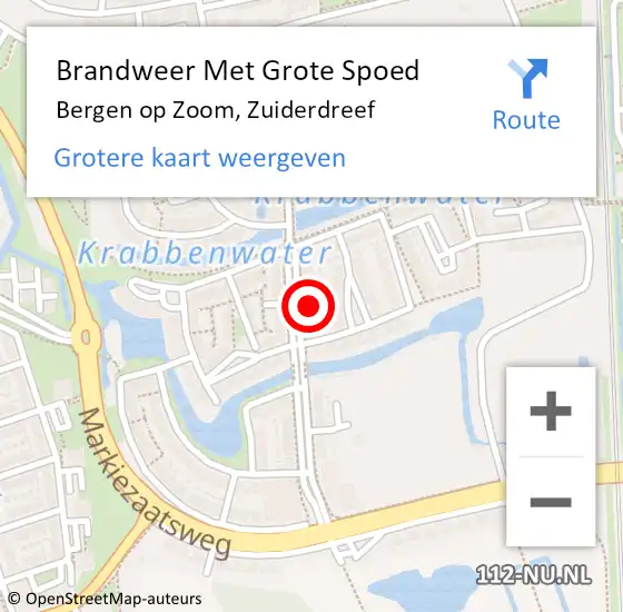 Locatie op kaart van de 112 melding: Brandweer Met Grote Spoed Naar Bergen op Zoom, Zuiderdreef op 2 oktober 2022 14:11